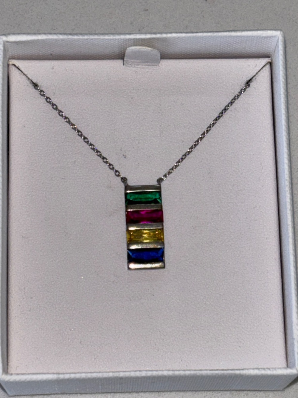 Hudson's Bay Company Sterling Silver HBC Stripes Crystal Pendant Necklace